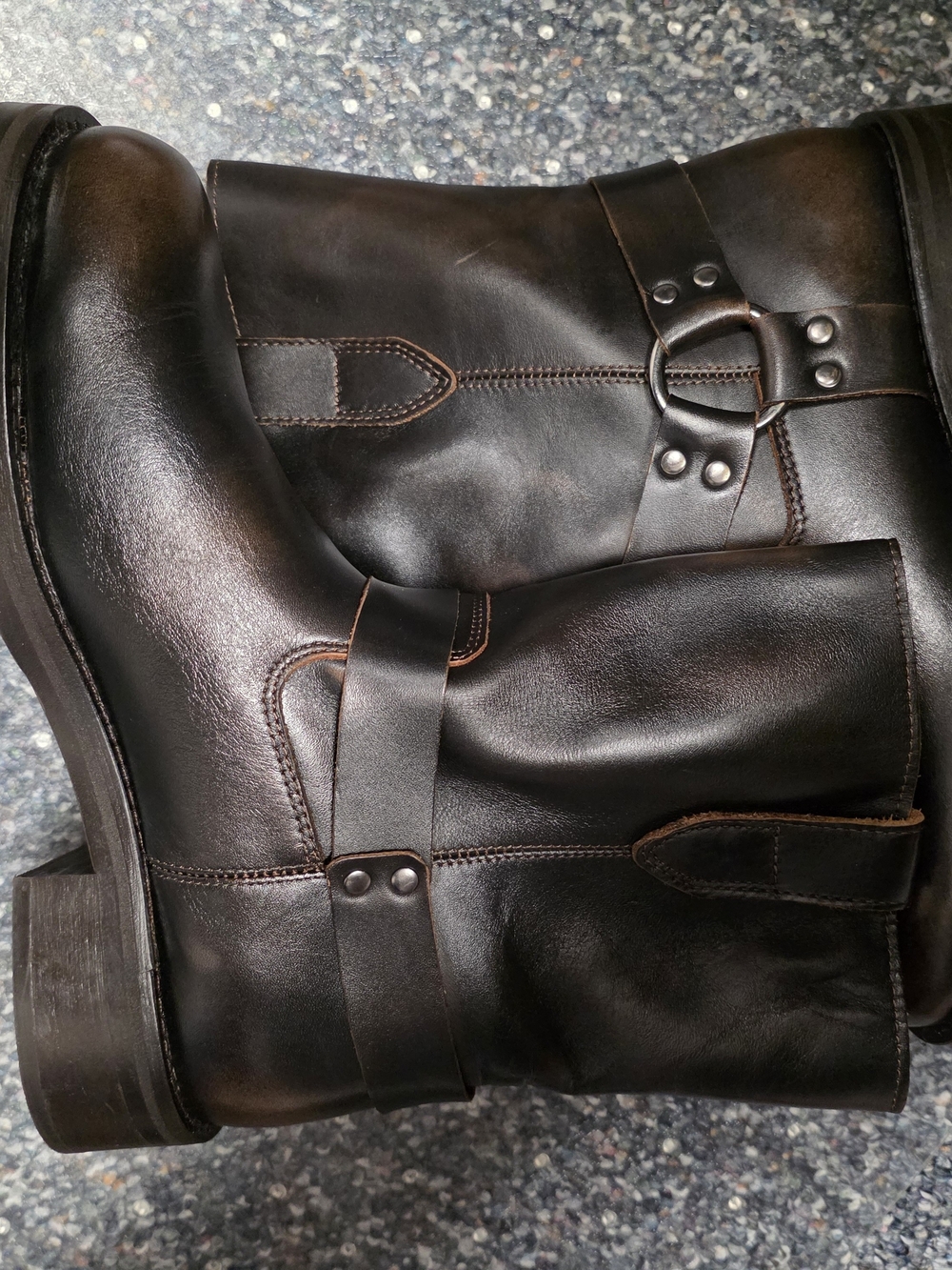 Womens Brown Leather Harness Boots Size 9